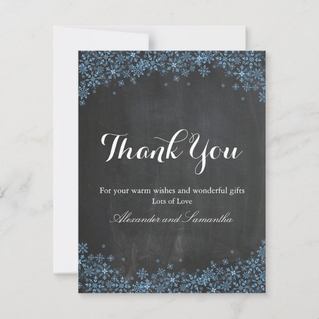 Chalkboard Winter Snowflake Thank You Card (Front)