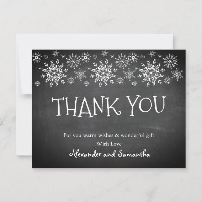 Chalkboard Winter Snowflake Thank You Card (Front)