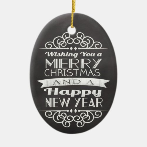 Chalkboard Wishing You Merry Christmas Ceramic Ornament