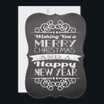 Chalkboard Wishing You Merry Christmas Invitation<br><div class="desc">..and a happy new year! Fresh modern vintage country design,  dark slate gray background with white lettering and decorative elements.</div>