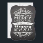 Chalkboard Wishing You Merry Christmas Invitation<br><div class="desc">..and a happy new year! Fresh modern vintage country design,  dark slate gray background with white lettering and decorative elements.</div>