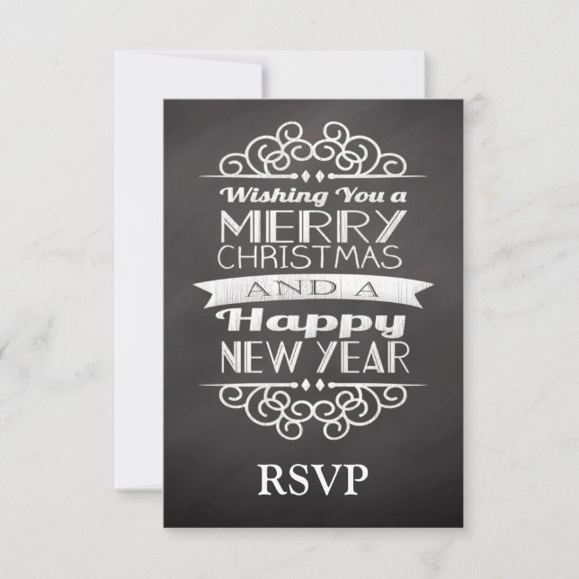 Chalkboard Wishing You Merry Christmas RSVP (Front)