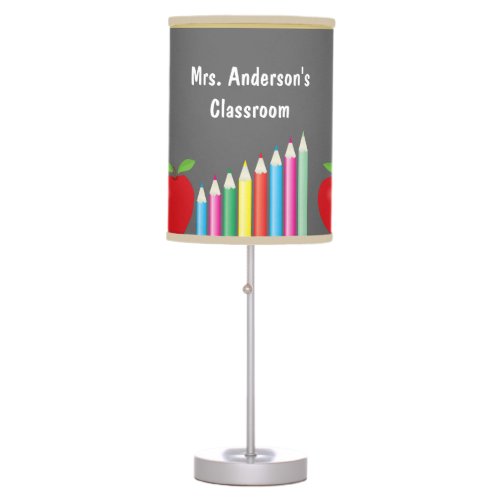 Chalkboard with Apple  Color Pencils Personalized Table Lamp