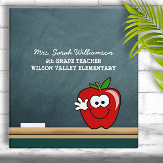 Chalkboard with Cartoon Apple Personalized Binder