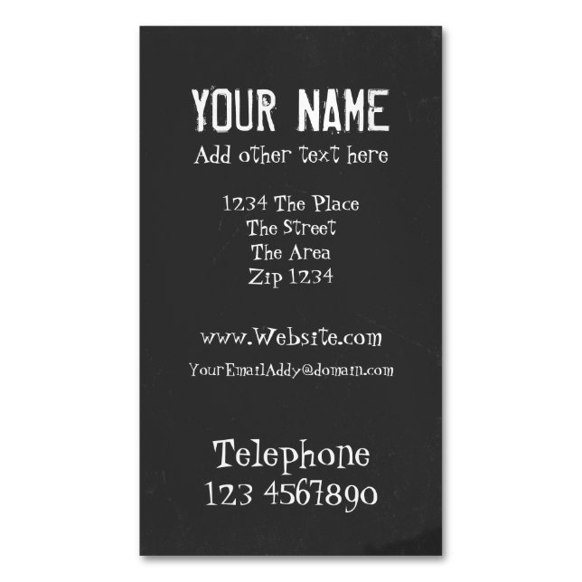 Chalkboard With Chalk Text Effect Magnetic Business Card (Front Vertical)