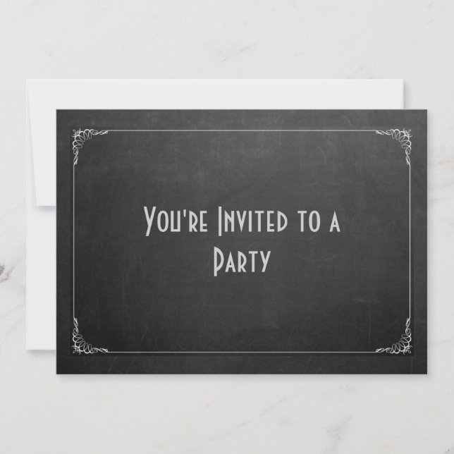 Chalkboard with Famcy Border Generic Party Invitation (Front)