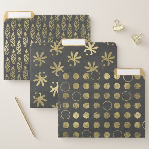 Chalkboard with Gold Patterns File Folder Set