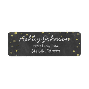 Chalkboard with Gold Polka Dots Label