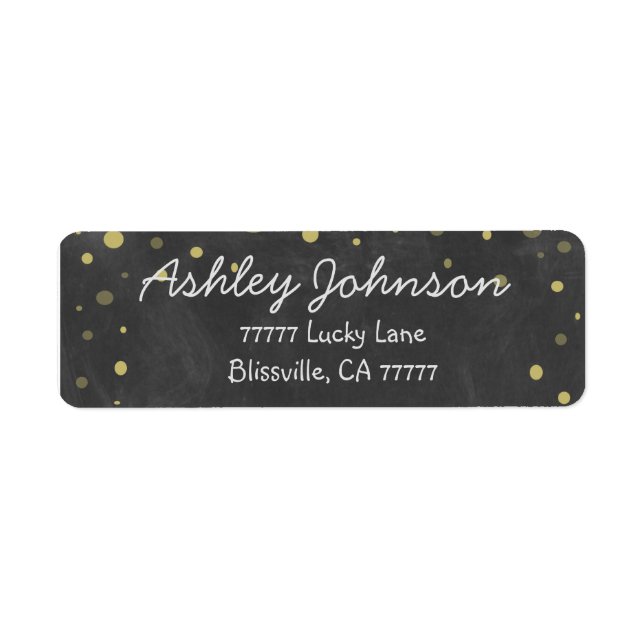 Chalkboard with Gold Polka Dots Label (Front)