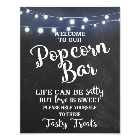 Chalkboard with light sign POPCORN BAR Photo Print