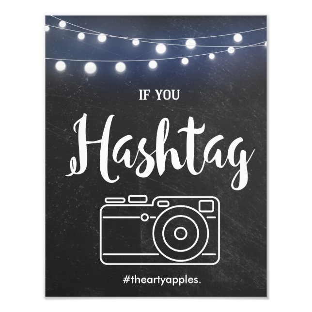 Chalkboard with lights Hashtag sign (Front)