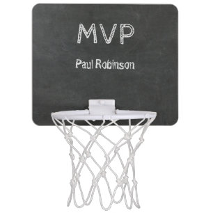 Chalkboard with MVP and First Last Name  Mini Basketball Hoop