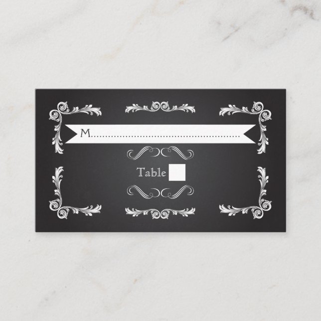 Chalkboard with vintage frame wedding place card (Front)
