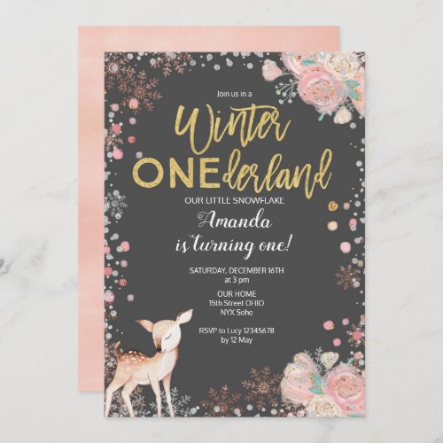 Chalkboard Woodland Deer Baby Shower Invitation