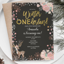 Chalkboard Woodland Deer Baby Shower Invitation