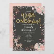 Chalkboard Woodland Deer Baby Shower Invitation