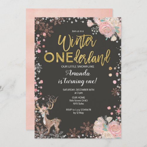 Chalkboard Woodland Deer Baby Shower Invitation