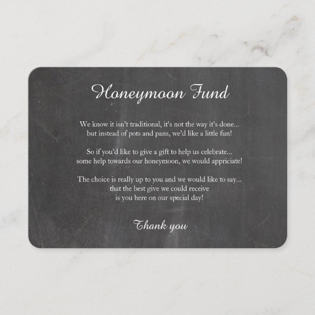 Chalkboard world map honeymoon well wishing card (Front)