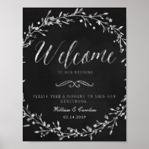 Chalkboard Wreath Wedding Guestbook Sign
