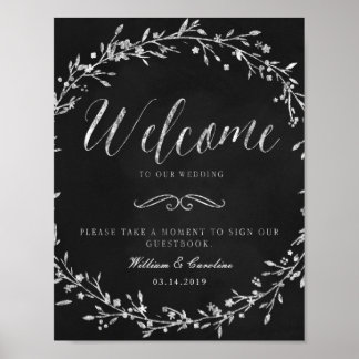 Chalkboard Wreath Wedding Guestbook Sign