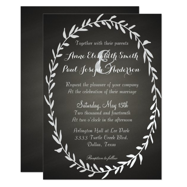 Chalkboard Wreath Wedding Invitations