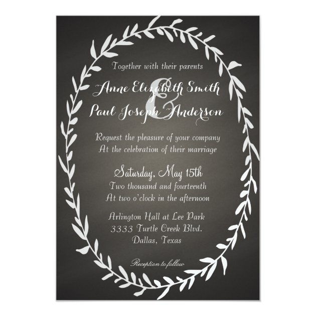 Chalkboard Wreath Wedding Invitations