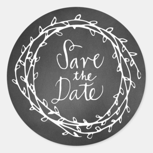 Chalkboard Wreath Wedding Save the Date Sticker