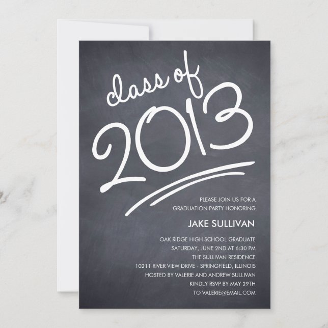 Chalkboard Writing Graduation Invitation (Front)