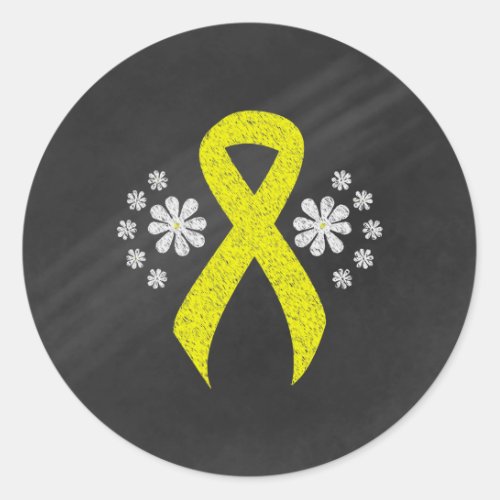 Chalkboard Yellow Awareness Ribbon Classic Round Sticker