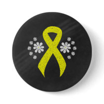 Chalkboard Yellow Awareness Ribbon Pinback Button