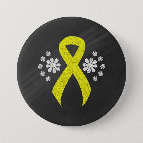 Chalkboard Yellow Awareness Ribbon Pinback Button