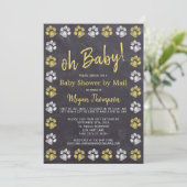 Chalkboard Yellow Gray Baby Shower By Mail Invitation (Standing Front)