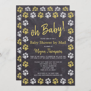 Chalkboard Yellow Gray Baby Shower By Mail Invitation