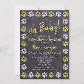 Chalkboard Yellow Gray Baby Shower By Mail Invitation (Front)
