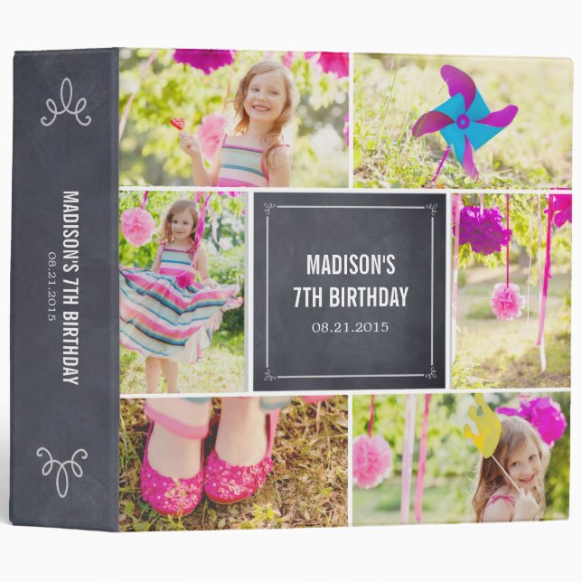 Chalked Collage All Purpose Photo Album 3 Ring Binder (Front/Spine)