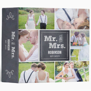 Chalked Collage Wedding Photo Album 3 Ring Binder
