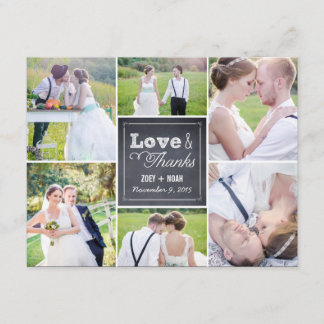 Chalked Collage Wedding Photo Thank You Card