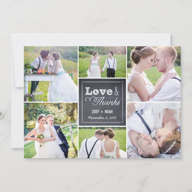 Chalked Collage Wedding Thank You Card