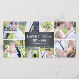 Chalked Collage Wedding Thank You Photo Cards