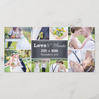 Chalked Collage Wedding Thank You Photo Cards