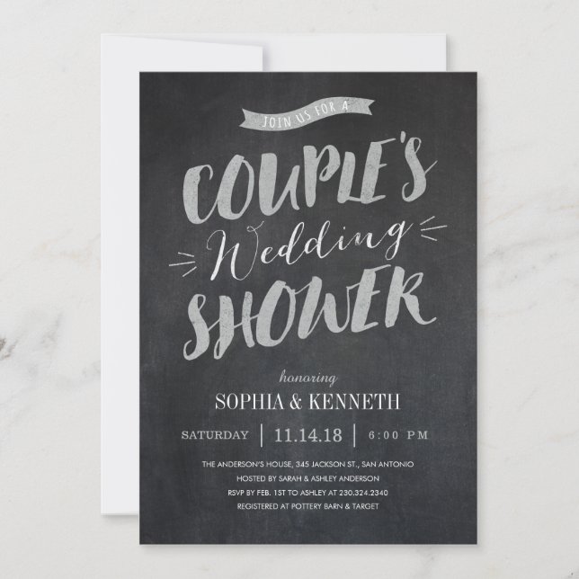 Chalked Couple’s Wedding Shower Invitations (Front)