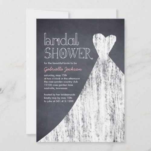 Chalked Gown Bridal Shower Invitation