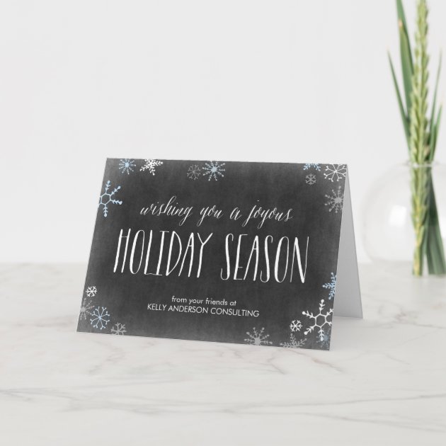 Chalked Snowflakes Business Holiday Greeting Card