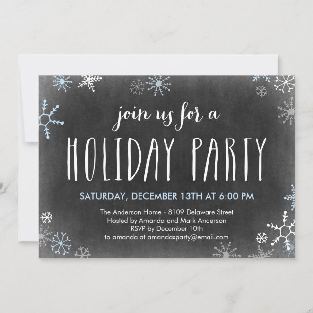 Chalked Snowflakes Holiday Party Invitation (Front)