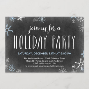 Chalked Snowflakes Holiday Party Invitation