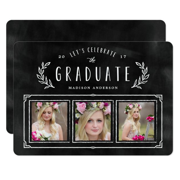Chalked Wreath Graduation Invitation