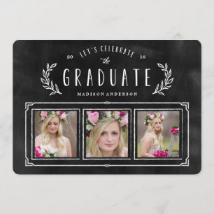 Chalked Wreath Graduation Invitation