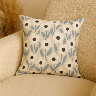 Chalkflower Garden Blue Winter Vibe Throw Pillow