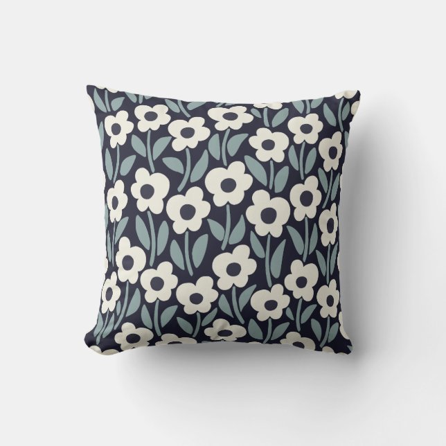 Chalkflower Garden Moody Midnight  Throw Pillow (Front)