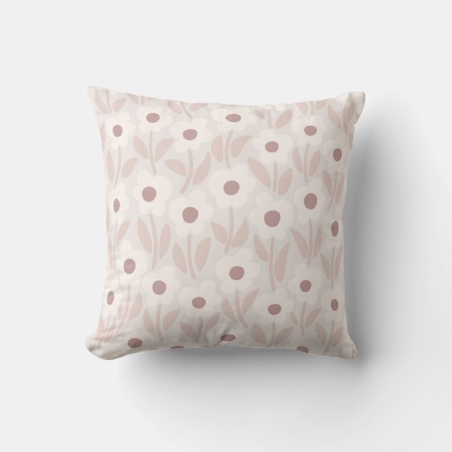 Chalkflower Garden Soft Romantic Pink Throw Pillow (Front)